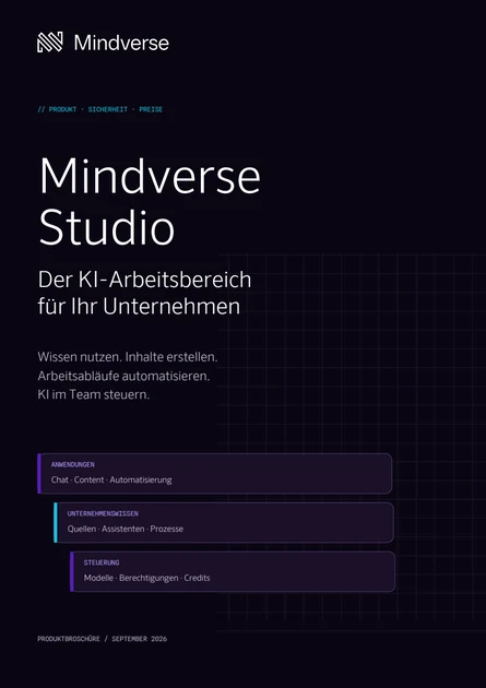 Cover of the German Mindverse Studio product brochure
